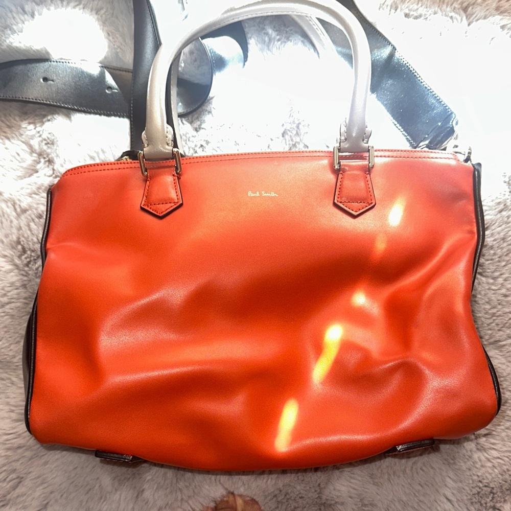 Paul Smith Vibrant Orange & Black Satchel
